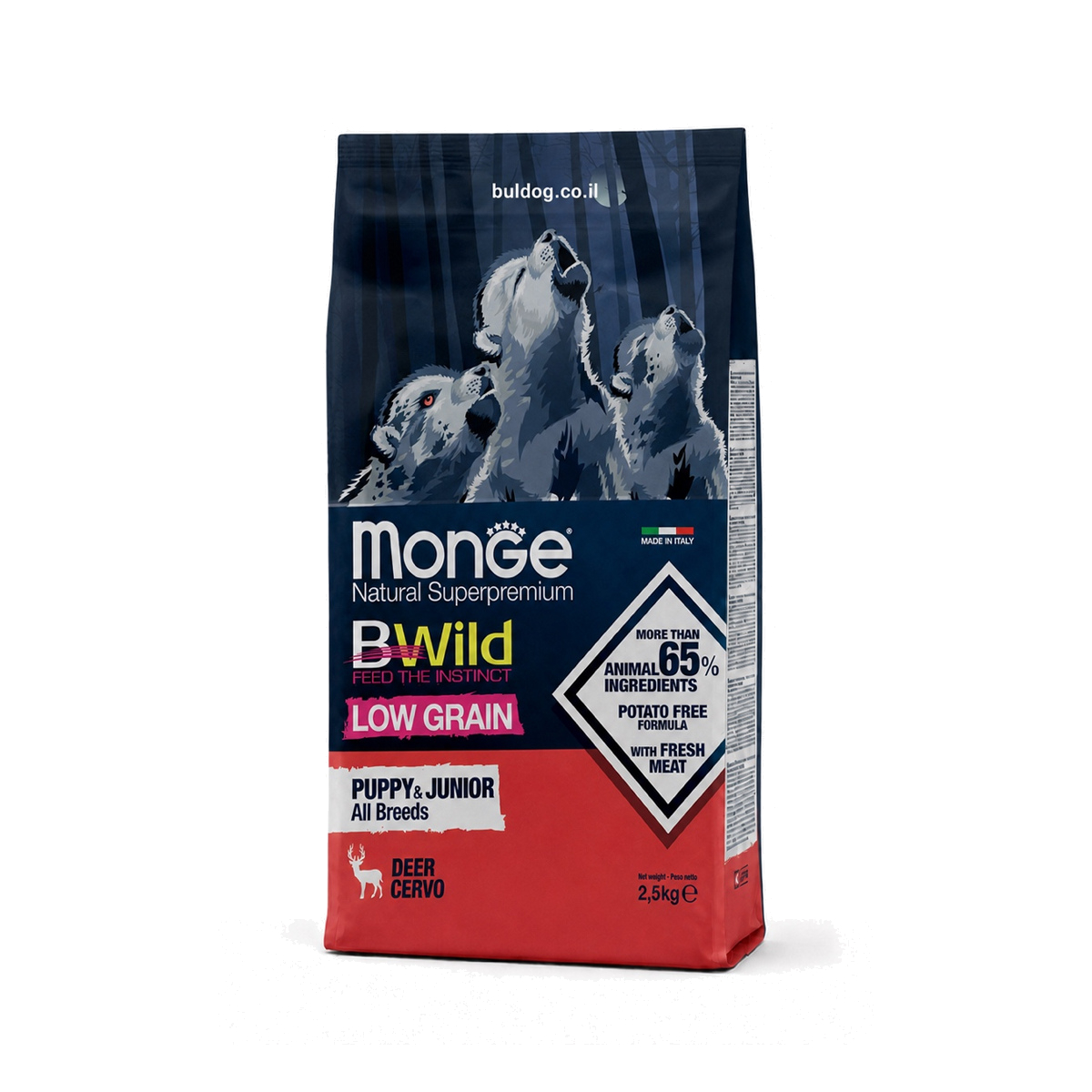 מונג bwild גור כלבים צבי מופחת דגנים 2 5 קג תמונת מוצר 2026
