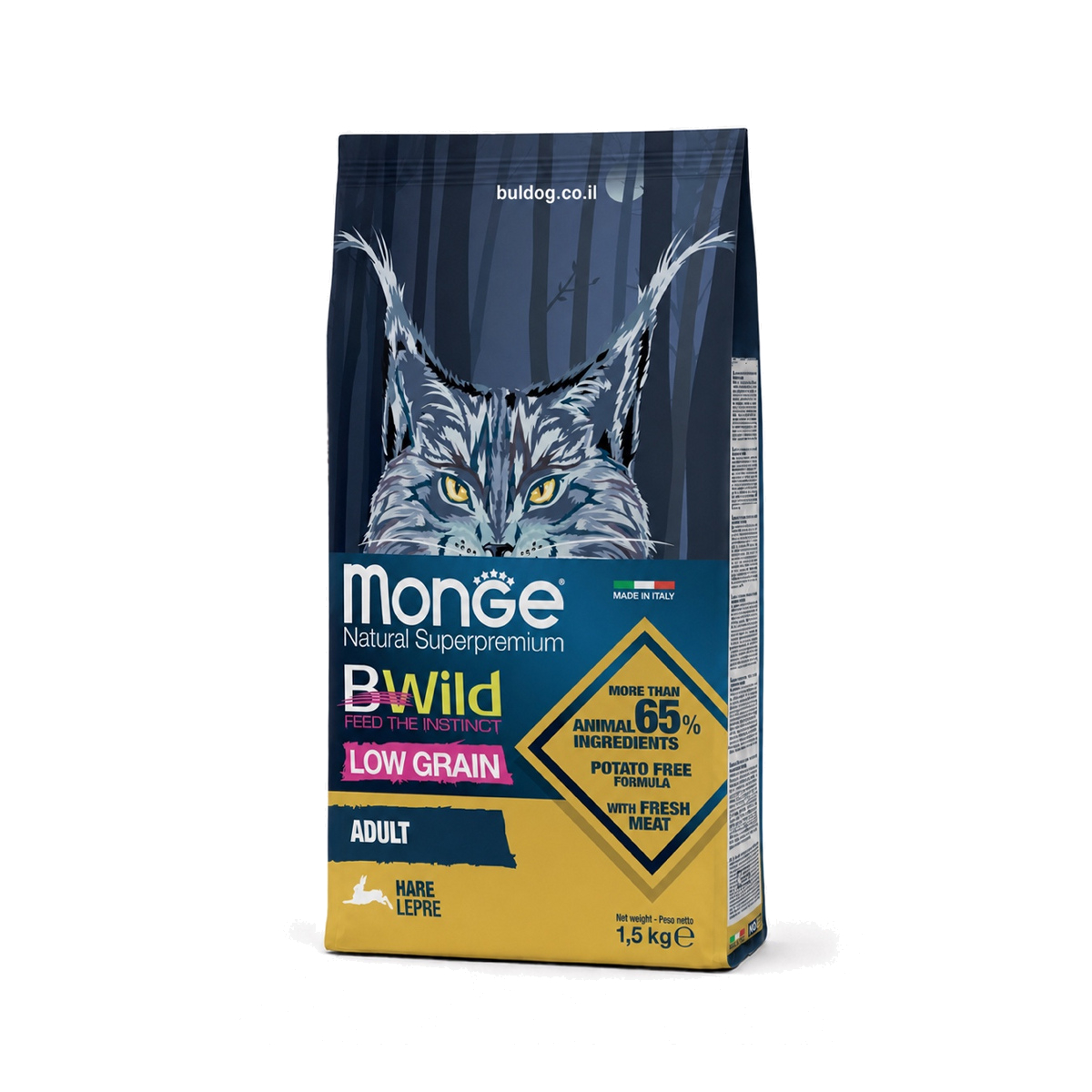 מונג bwild חתול בוגר ארנבת מופחת דגנים 1 5 קג תמונת מוצר 2026