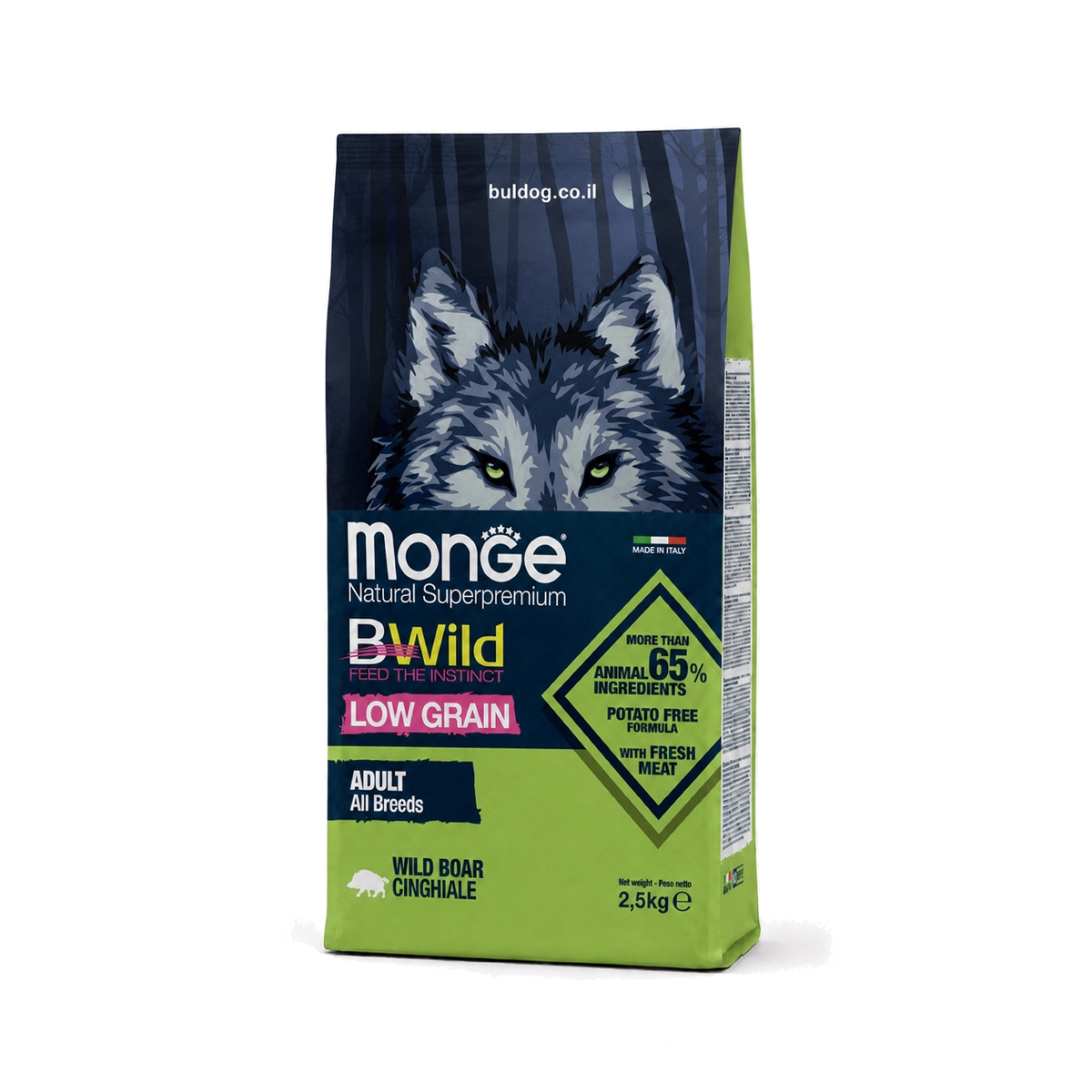 מונג bwild כלב בוגר חזיר בר מופחת דגנים 2 5 קג תמונת מוצר 2026