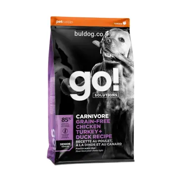 גו קרניבור ללא דגנים עוף הודו וברווז סניור