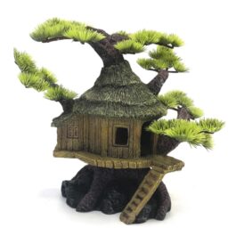 קישוט לאקווריום. רעיונות לעיצוב אקווריום בית על עץ עם ענפי צמחיה ירוקים.