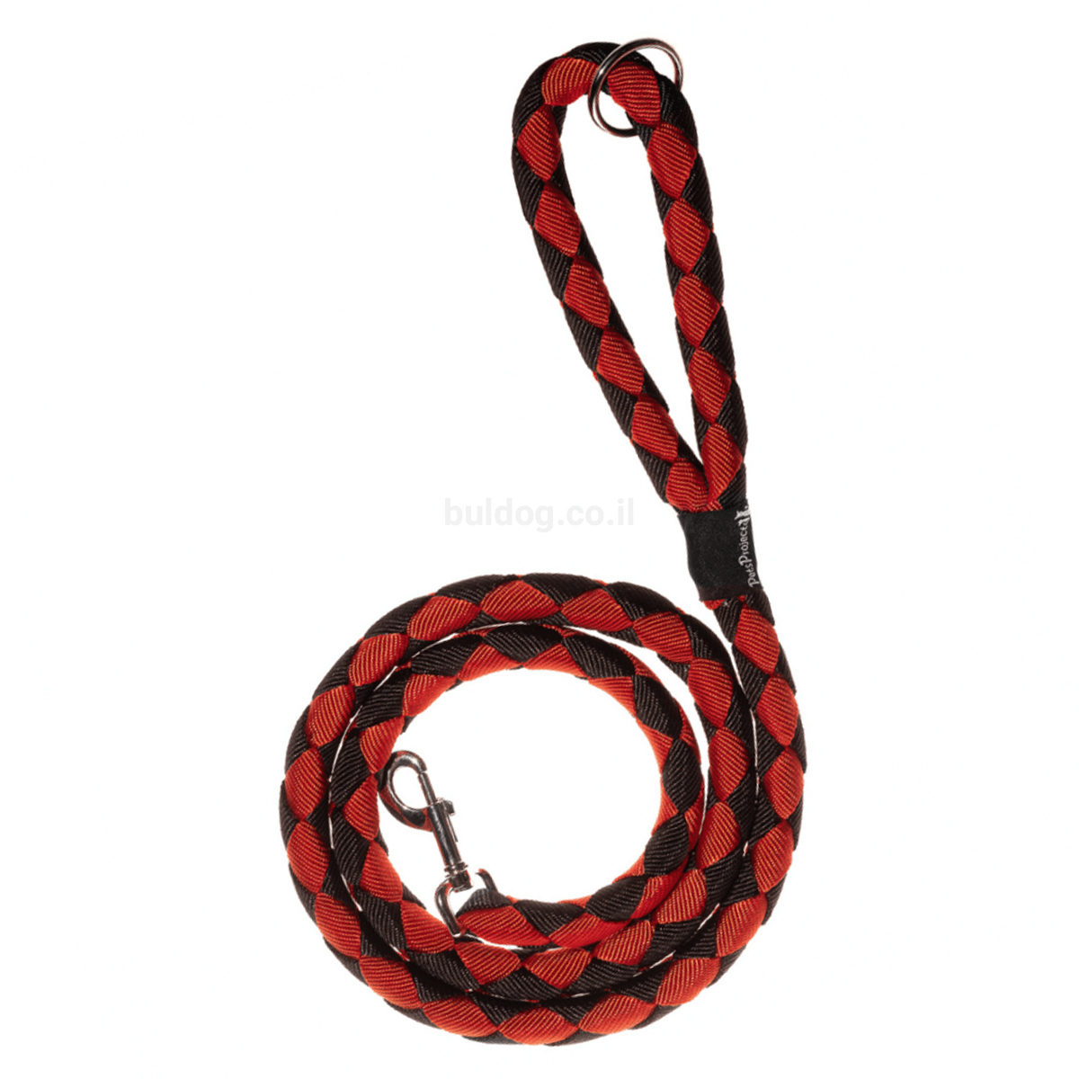 רצועה קלועה רצועה לכלב צבע אדום שחור