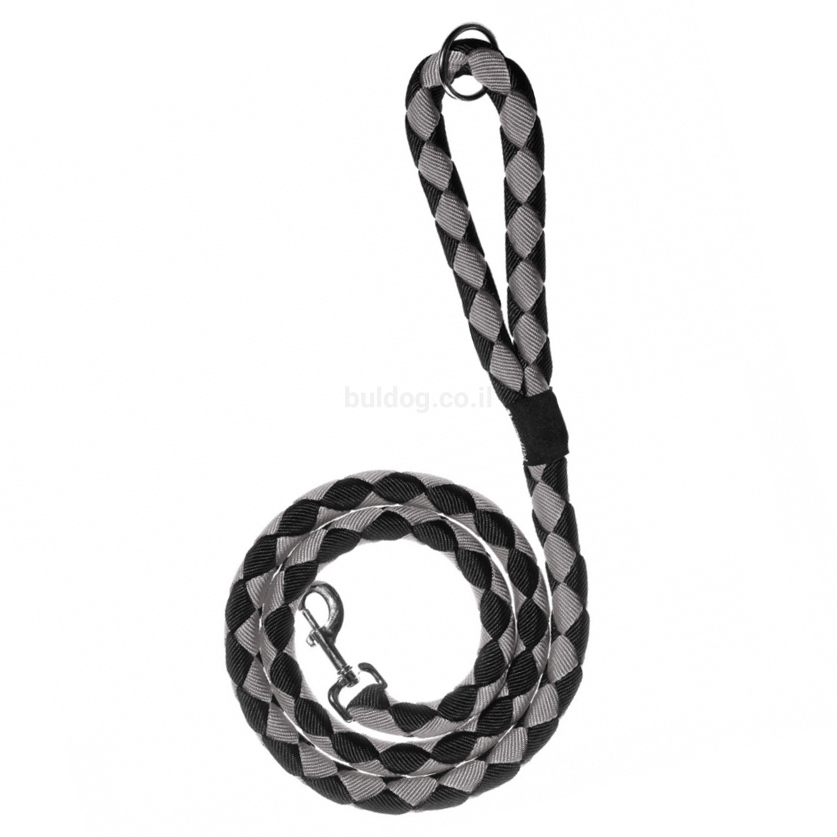 רצועה קלועה רצועה לכלב צבע שחור אפור