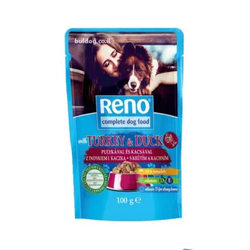 פאוץ רינו לכלב בטעם הודו וברווז 100 גרם