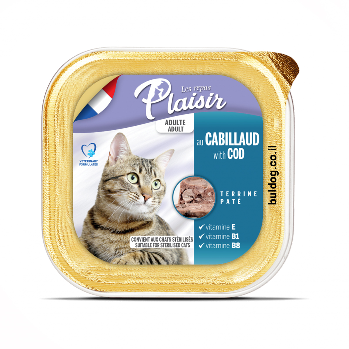 פלזיר מעדן לחתול סטרלייזד דג קוד 100 גרם