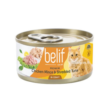 Belif מעדן עוף טחון וטונה ברוטב 80 גרם לחתול