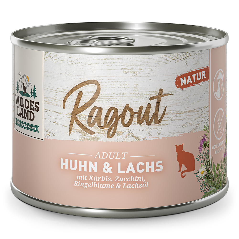ווילדס לנד Ragout עוף וסלמון עם דלעת לחתול 180 גרם