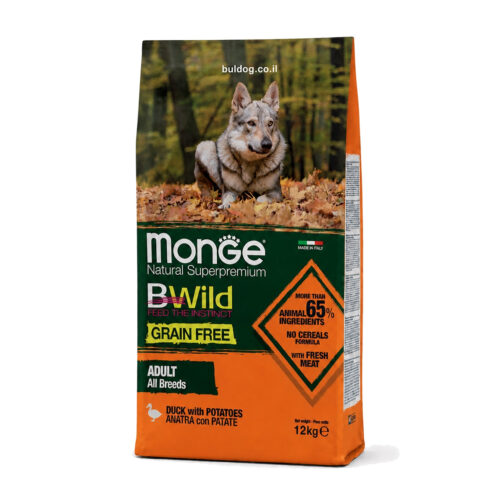 מונג bwild כלב בוגר ברווז ותפוחי אדמה ללא דגנים 12 קג תמונת מוצר 2026
